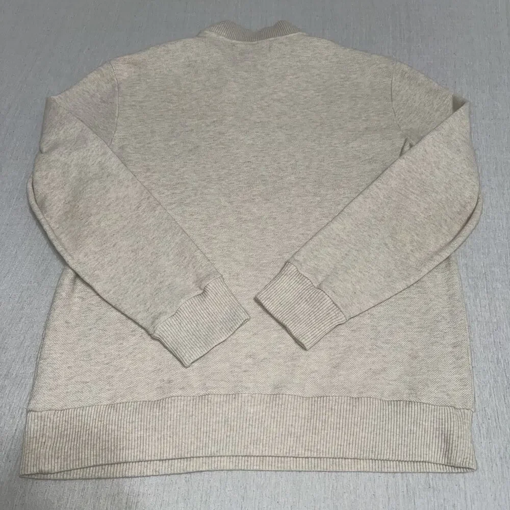 Polo Ralph Lauren Mens Sweater XXL Cream 100% Pima Cotton 1/4 Zip Sweater Patch